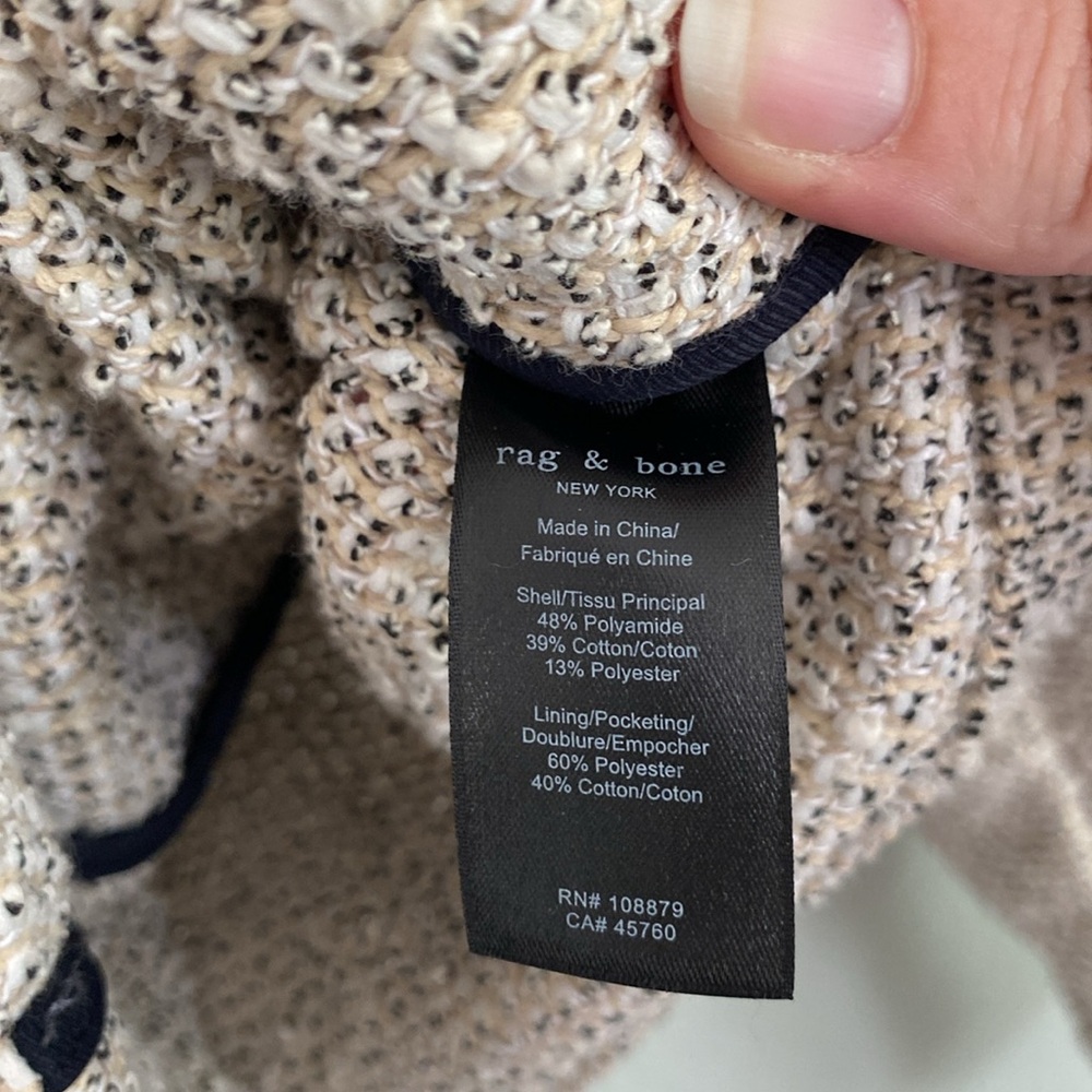 Rag & Bone Women’s Tweed Blazer Jacket Cropped Style Size Small - Picture 8 of 10